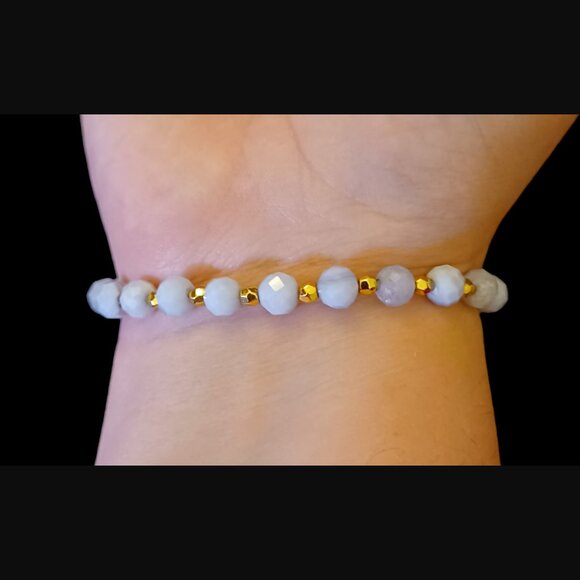 Gorjana Agate Power Crystal Gold Tone Stretch Bracelet OSFM - Picture 3 of 8